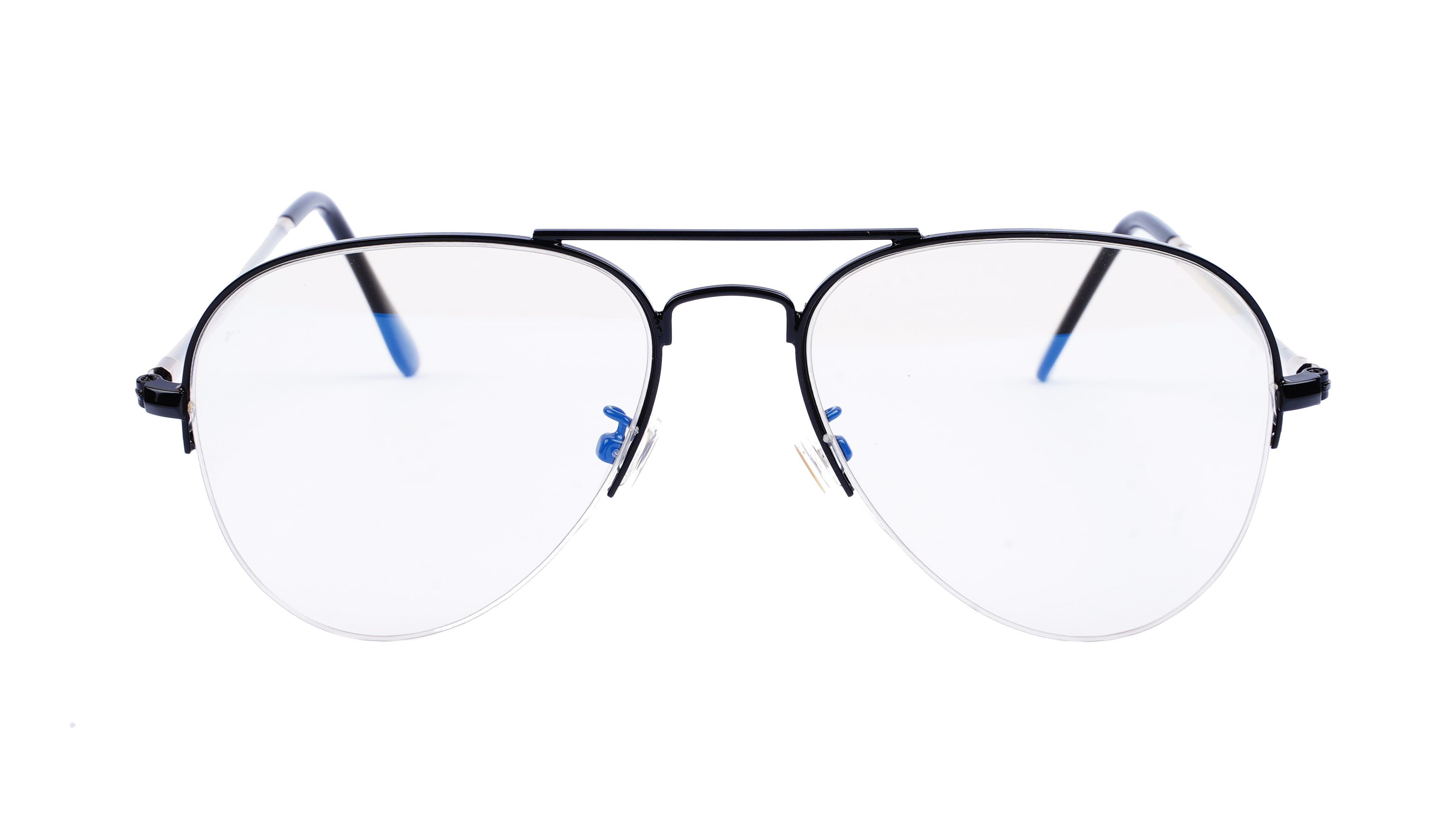 Unisex Medium Half Rim Aviator Spectacle Frame. Black Color