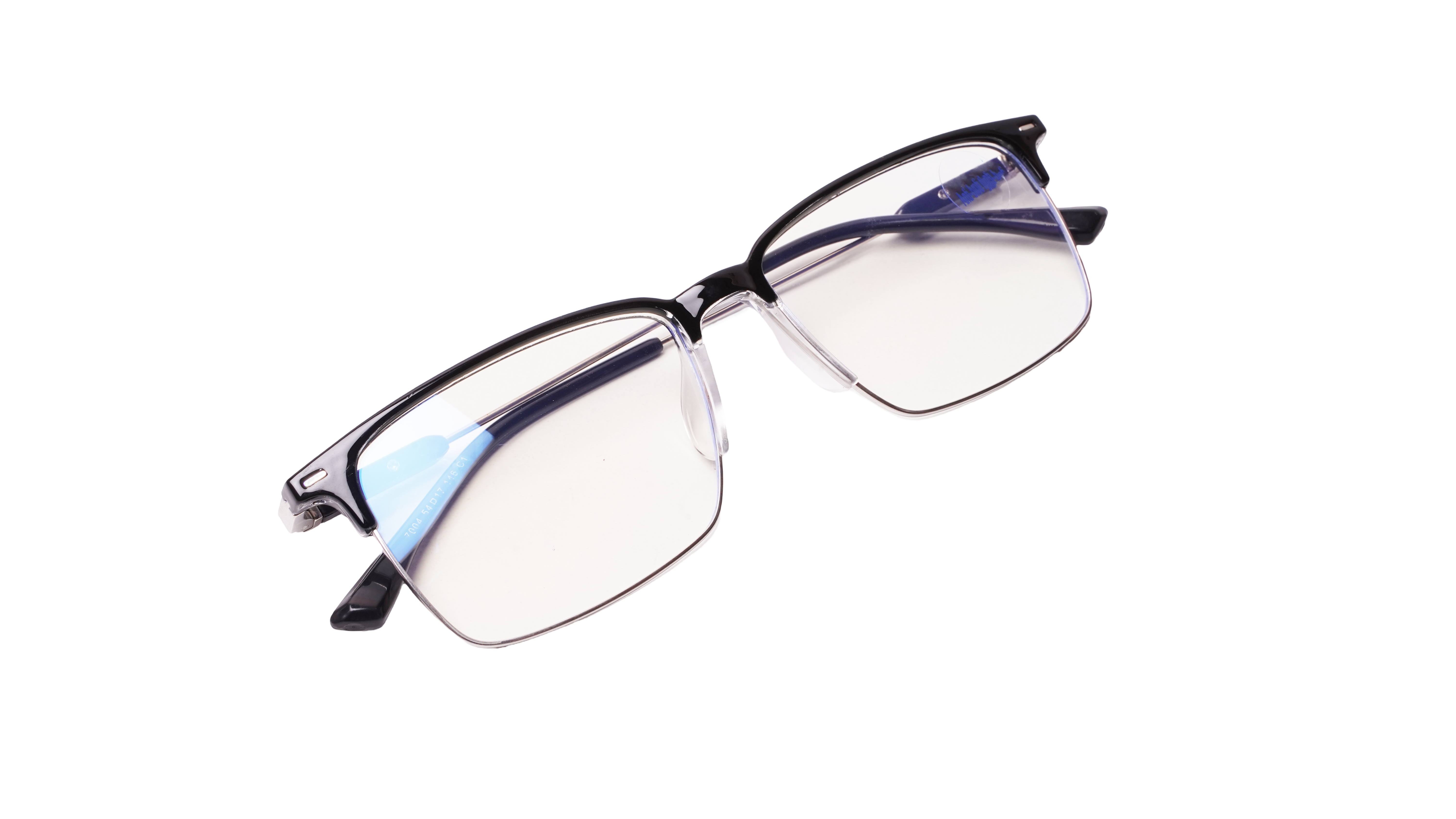 Soigné Unisex Half Rim Rectangular Spectacle Frame.Black-Large