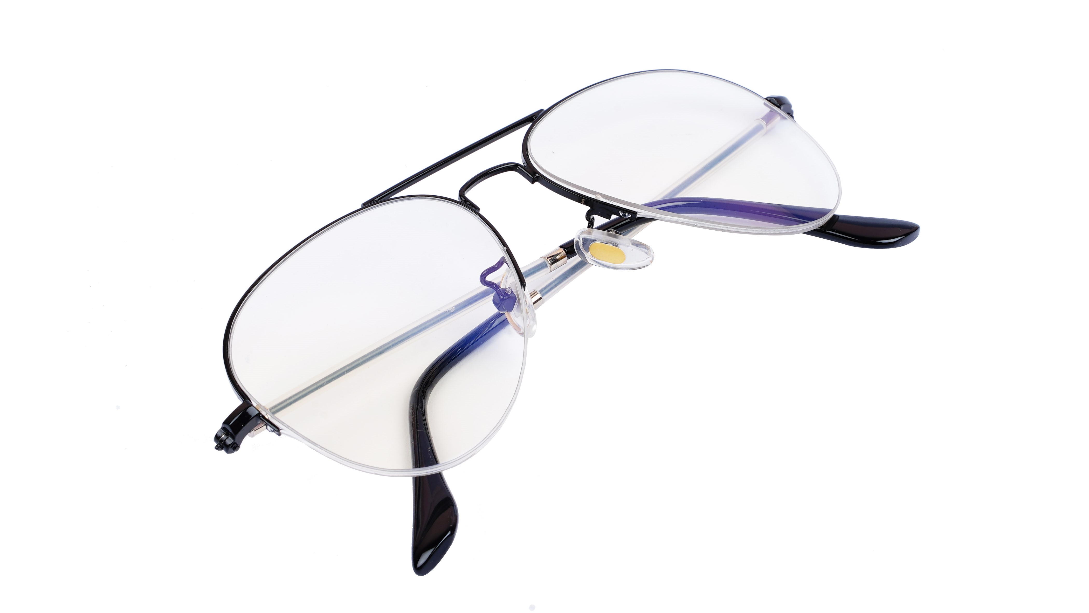 Unisex Medium Half Rim Aviator Spectacle Frame. Black Color