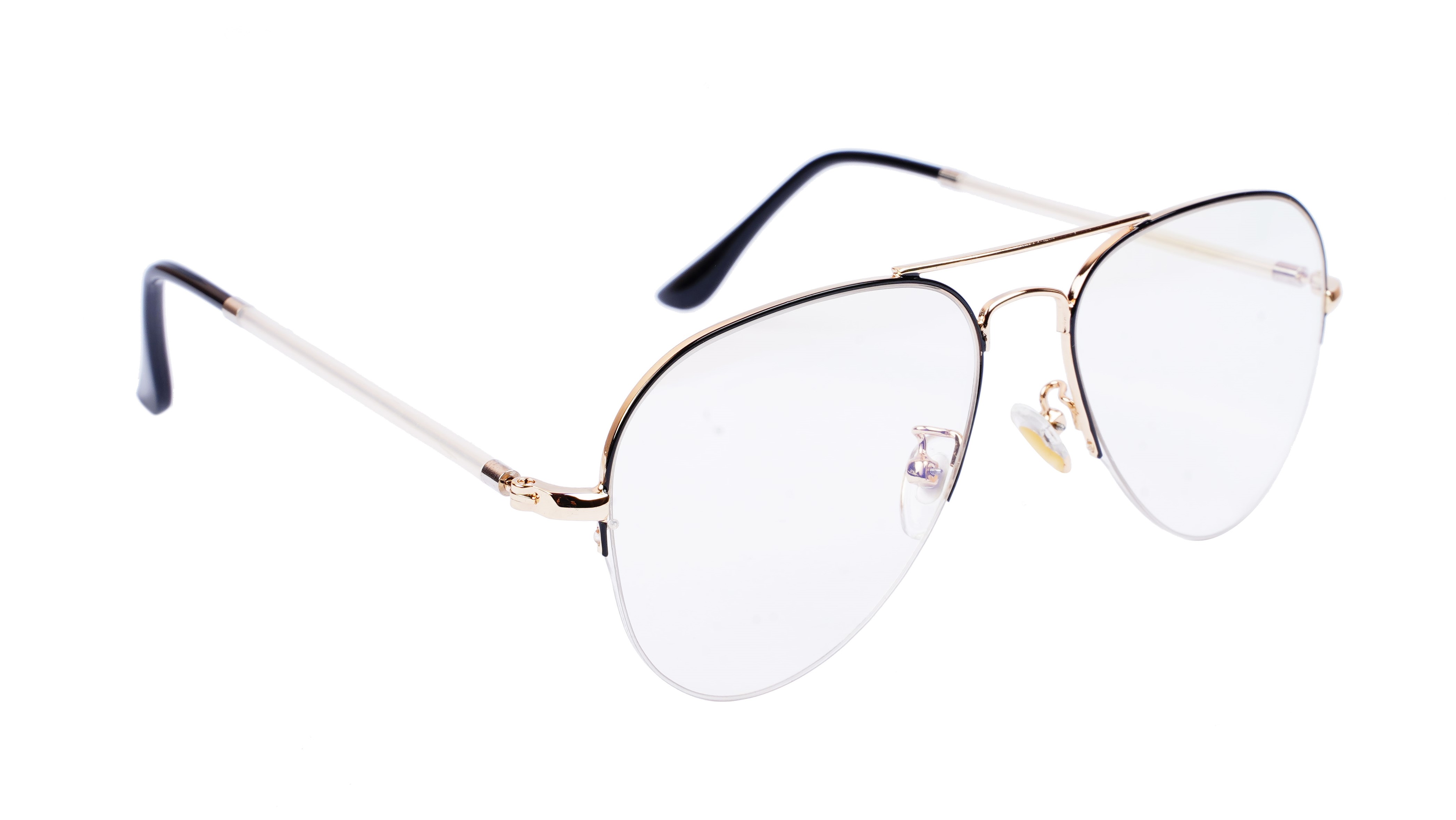 Unisex Medium Half Rim Aviator Spectacle Frame. Golden&Black Color
