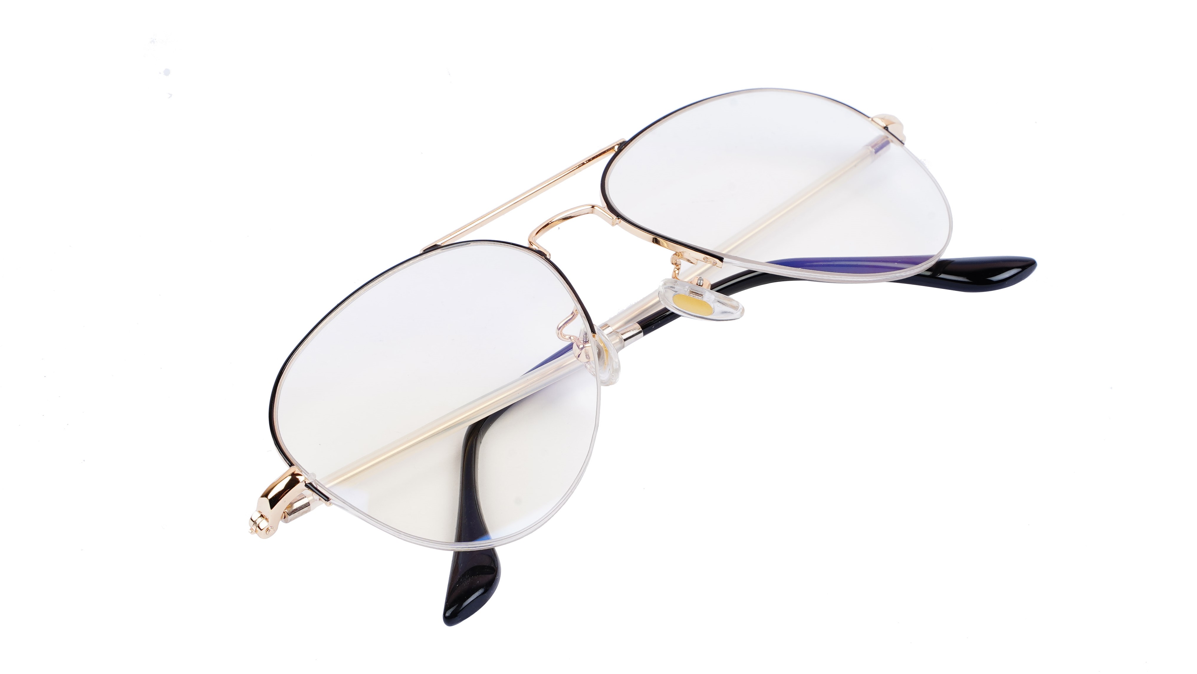 Unisex Medium Half Rim Aviator Spectacle Frame. Golden&Black Color