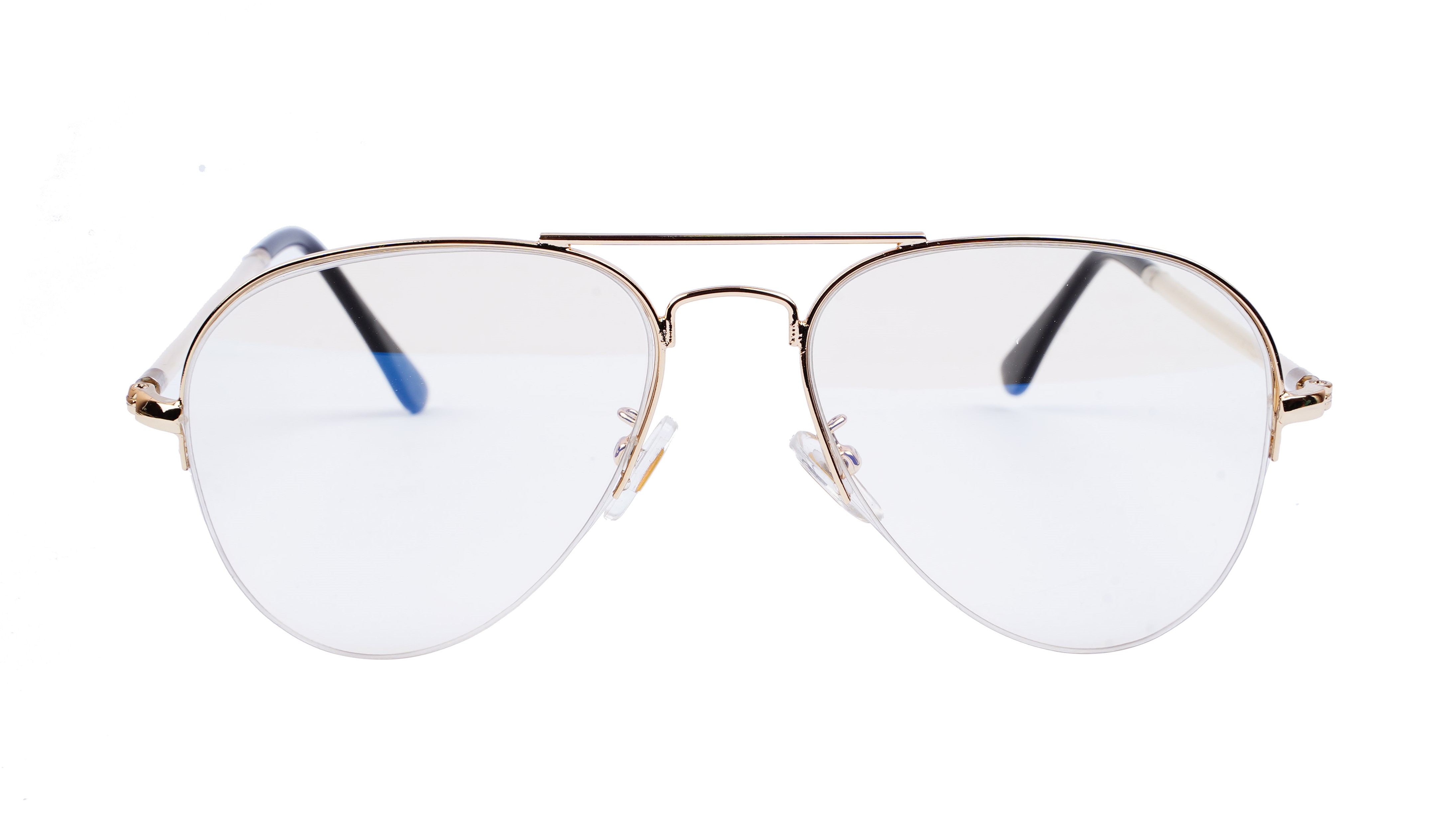 Unisex Medium Half Rim Aviator Spectacle Frame. Golden Color