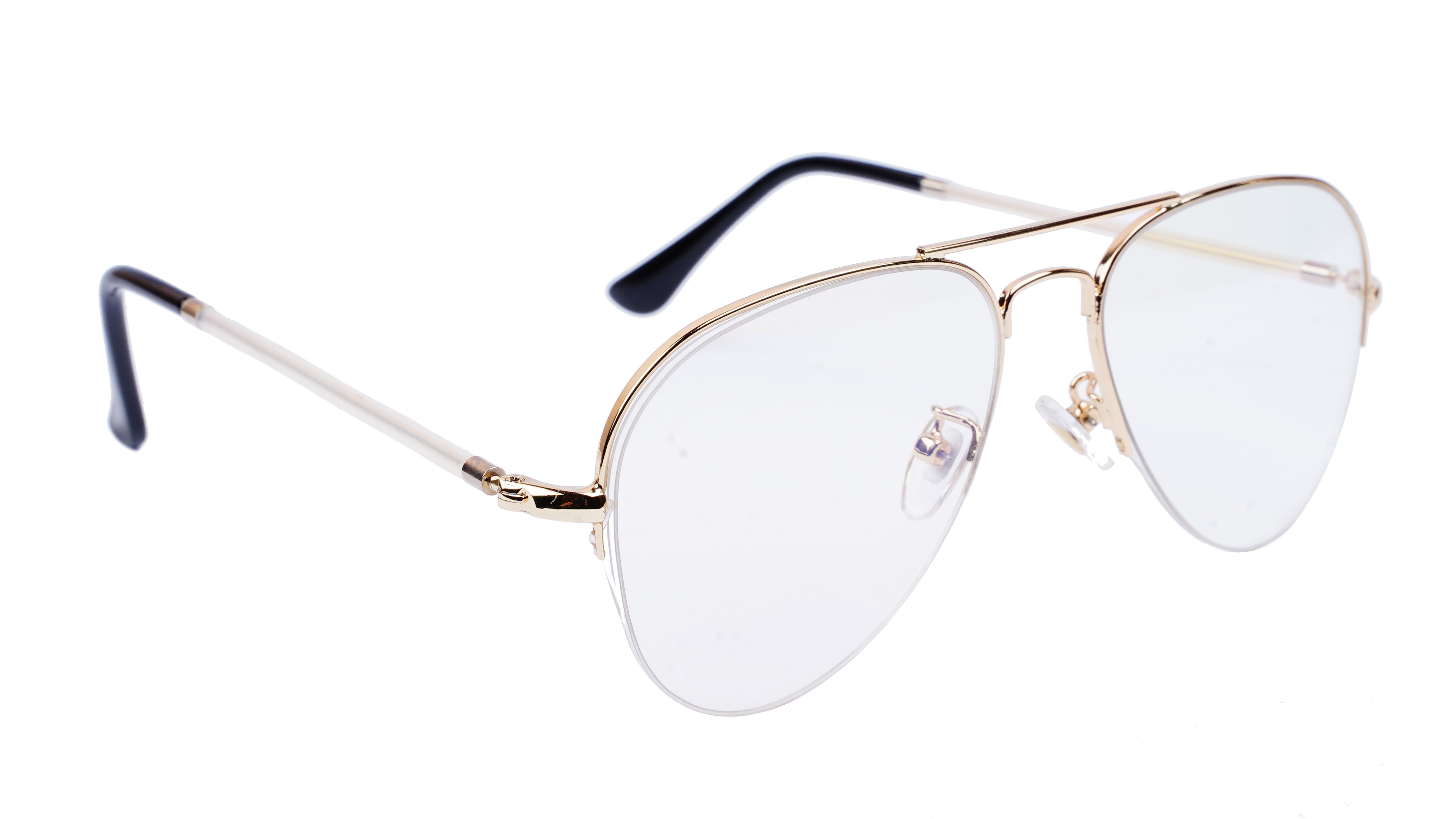 Unisex Medium Half Rim Aviator Spectacle Frame. Golden Color