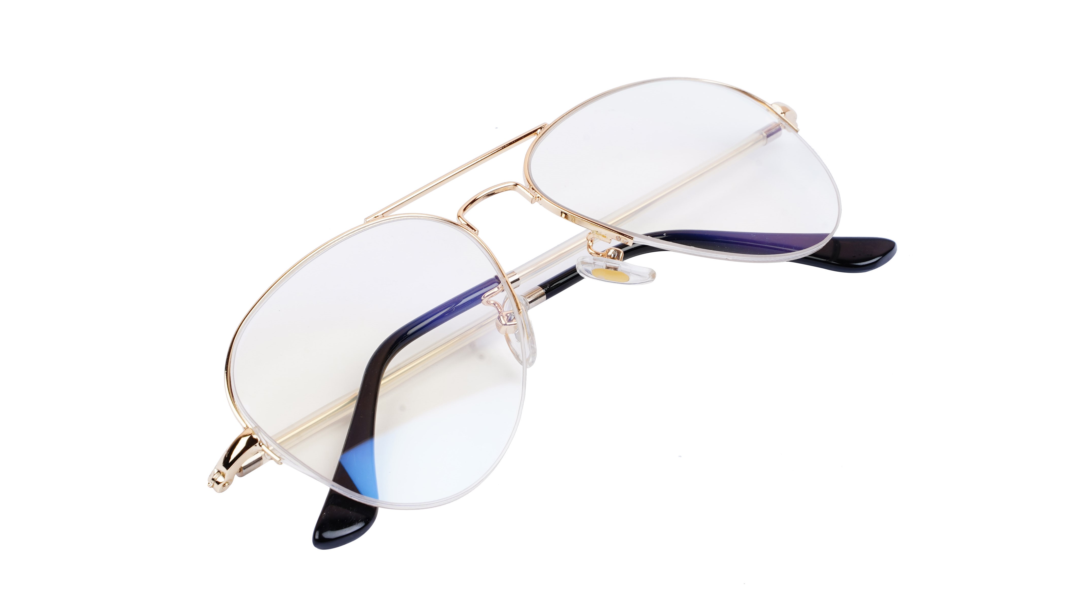 Unisex Medium Half Rim Aviator Spectacle Frame. Golden Color