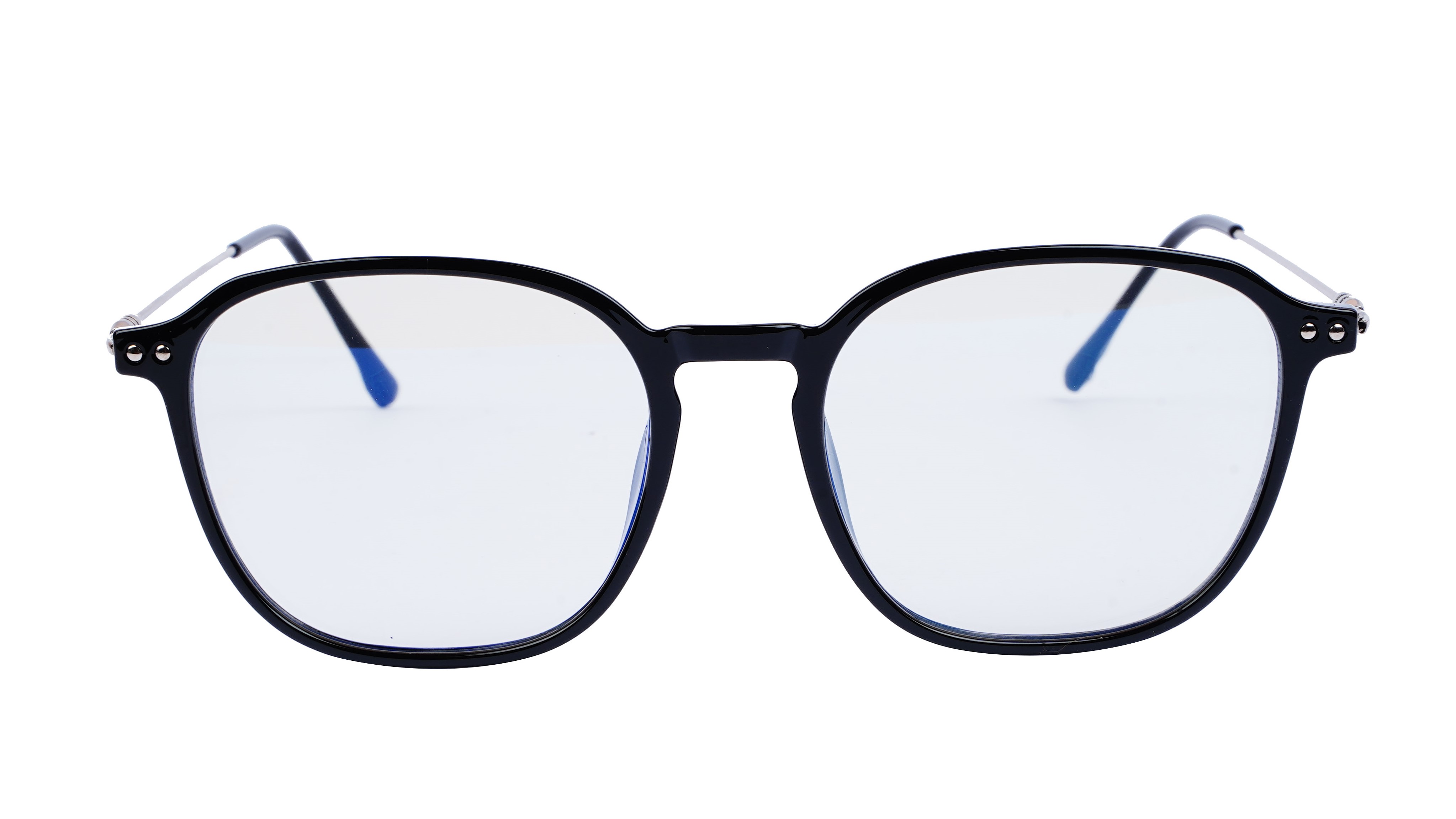 Unisex Large Square Spectacle Frame. Glossy Black Frame