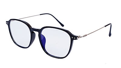 Unisex Large Square Spectacle Frame. Glossy Black Frame