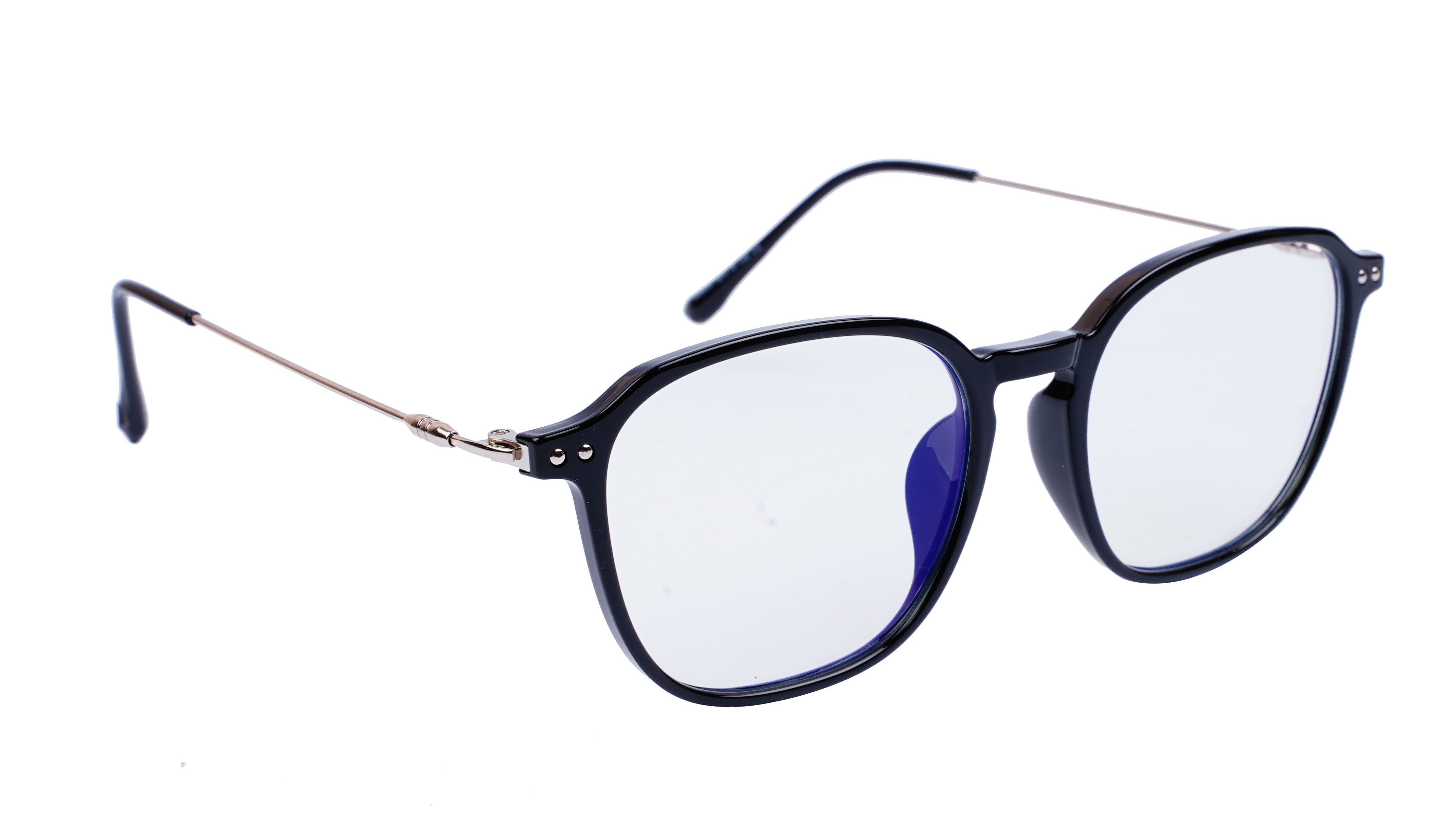 Unisex Large Square Spectacle Frame. Glossy Black Frame