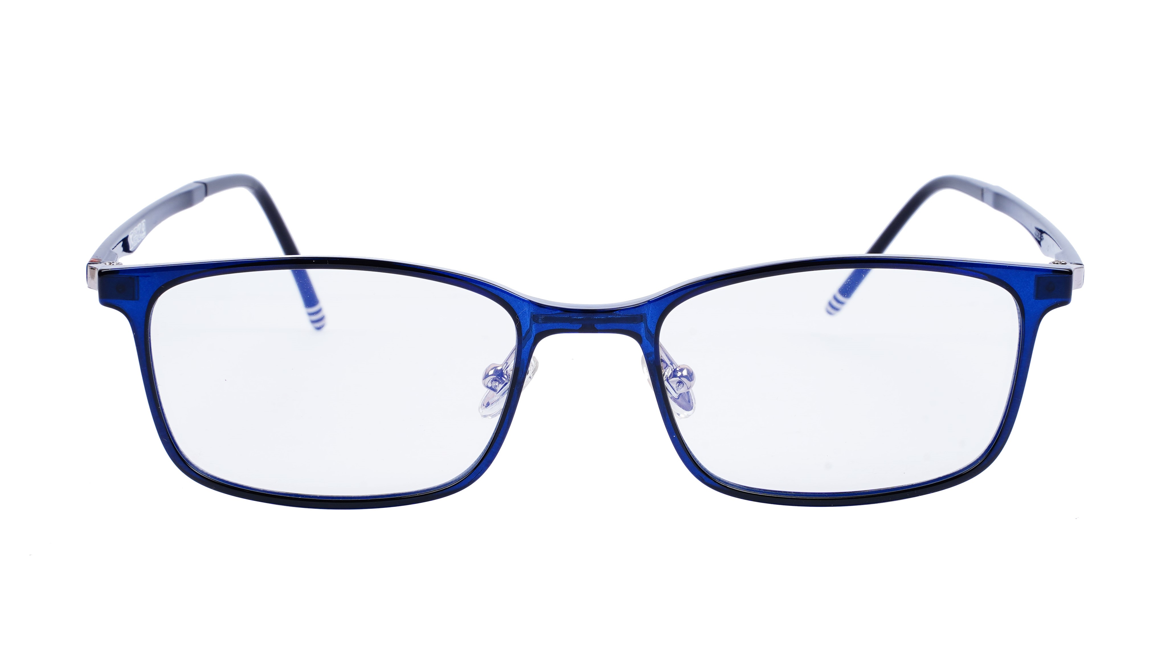 Unisex Medium Rectangular Spectacle Frame. Dark Blue Rim