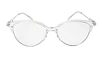 Soigné Female Large Half Rim Cat Eye Spectacle Frame.Transparent&Silver