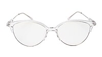 Soigné Female Large Half Rim Cat Eye Spectacle Frame.Transparent&Silver