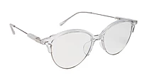 Soigné Female Large Half Rim Cat Eye Spectacle Frame.Transparent&Silver
