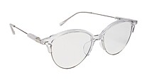 Soigné Female Large Half Rim Cat Eye Spectacle Frame.Transparent&Silver