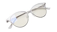 Soigné Female Large Half Rim Cat Eye Spectacle Frame.Transparent&Silver