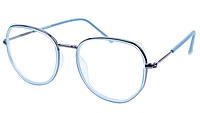 Unisex Large Pentagon Spectacle Frame. Blue &Grey Color Composite Frame.