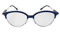 Soigné Female Large Half Rim Cat Eye Spectacle Frame.Blue&Silver