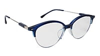 Soigné Female Large Half Rim Cat Eye Spectacle Frame.Blue&Silver