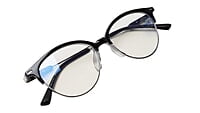 Soigné Female Large Half Rim Cat Eye Spectacle Frame.Black&Silver