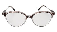 Soigné Female Large Half Rim Cat Eye Spectacle Frame.Brown&Transparent