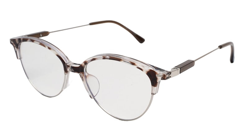 Soigné Female Large Half Rim Cat Eye Spectacle Frame.Brown&Transparent