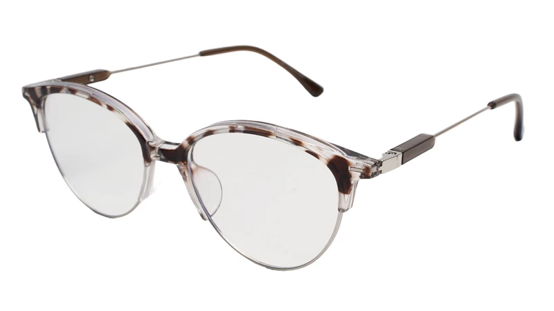 Soigné Female Large Half Rim Cat Eye Spectacle Frame.Brown&Transparent