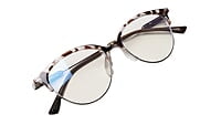 Soigné Female Large Half Rim Cat Eye Spectacle Frame.Brown&Transparent