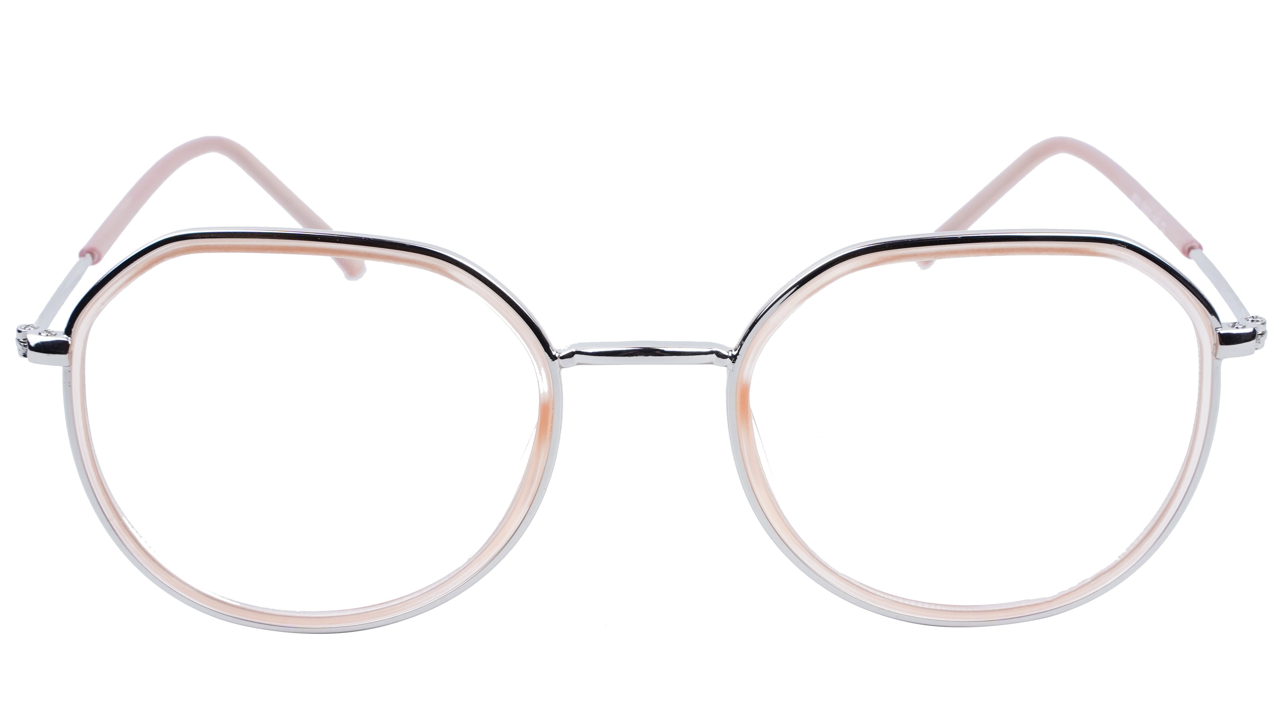 Unisex Large Pentagon Spectacle Frame. Golden Color Frame