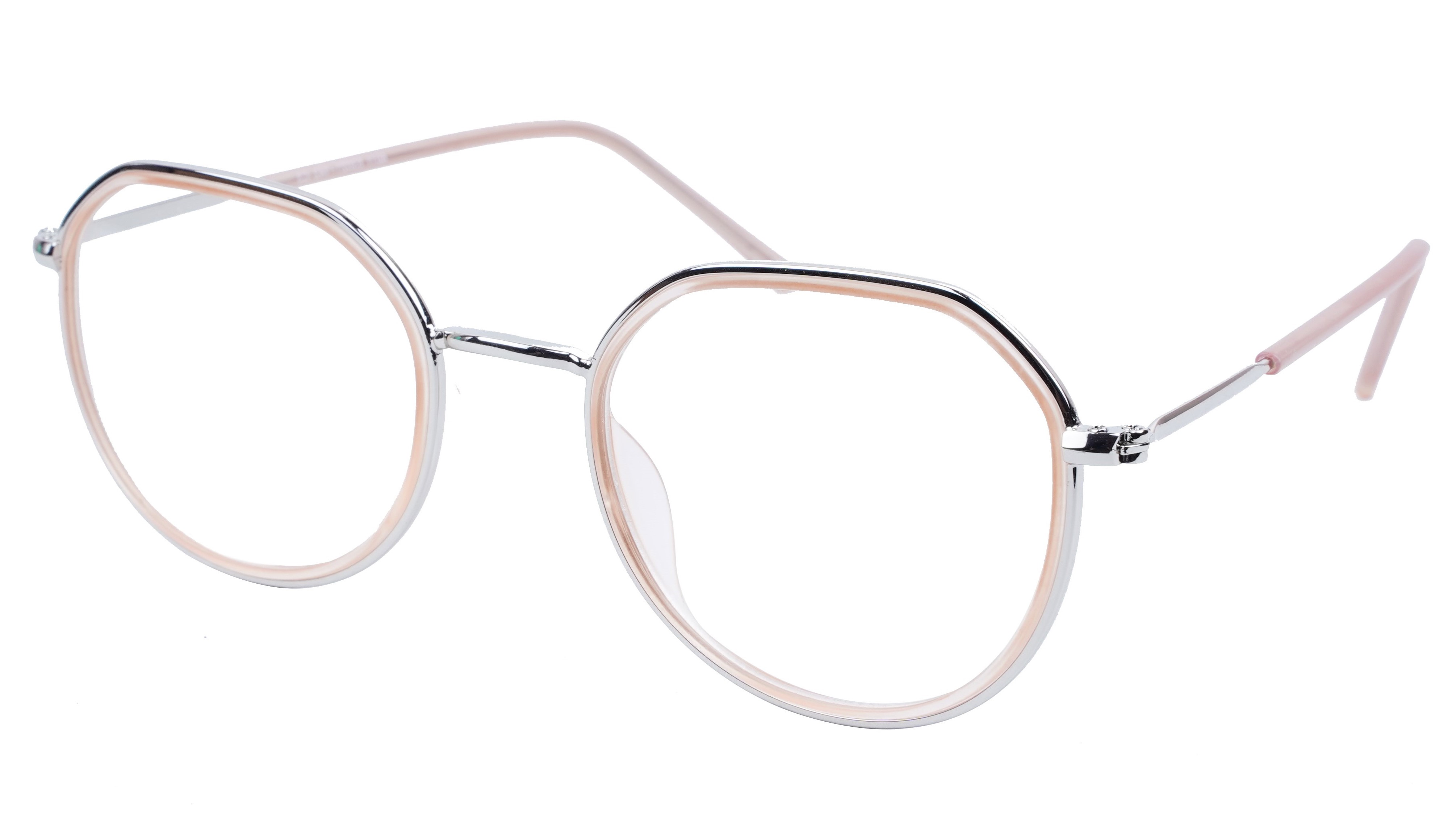 Unisex Large Pentagon Spectacle Frame. Golden Color Frame