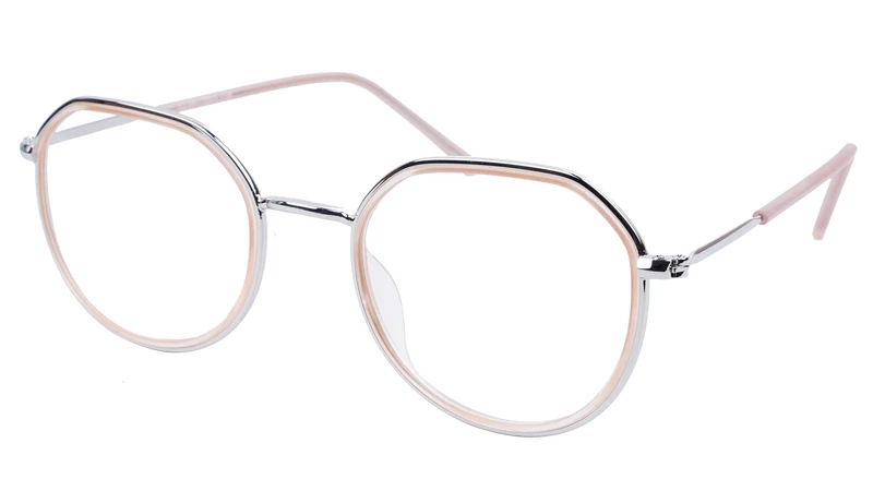 Unisex Large Pentagon Spectacle Frame. Golden Color Frame