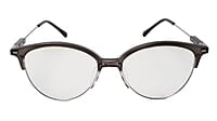 Soigné Female Large Half Rim Cat Eye Spectacle Frame.Gray&Silver