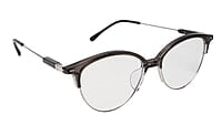 Soigné Female Large Half Rim Cat Eye Spectacle Frame.Gray&Silver
