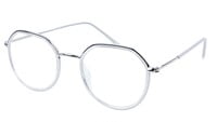 Unisex Large Pentagon Spectacle Frame. Silver Color Composite Frame Unisex Large Pentagon Spectacle Frame. Silver Color Composite Frame