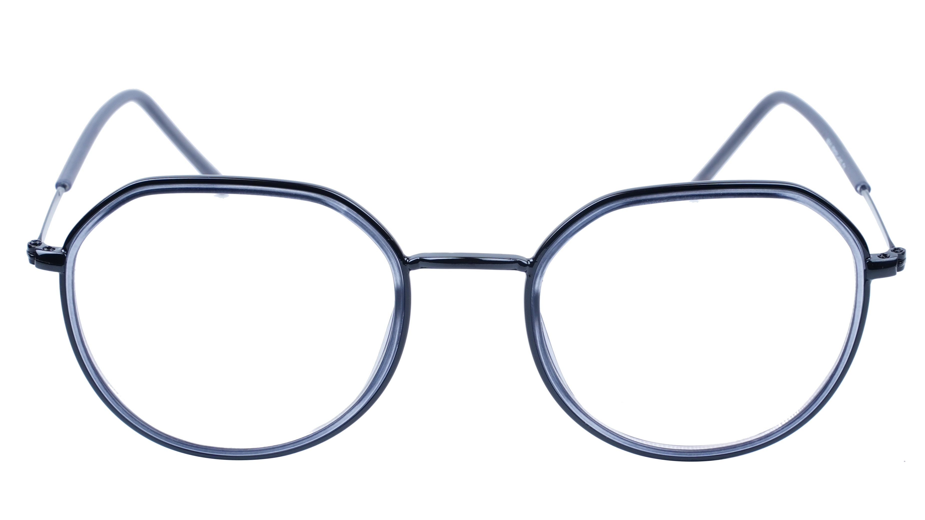 Unisex Large Pentagon Spectacle Frame. Black Color Composite Frame