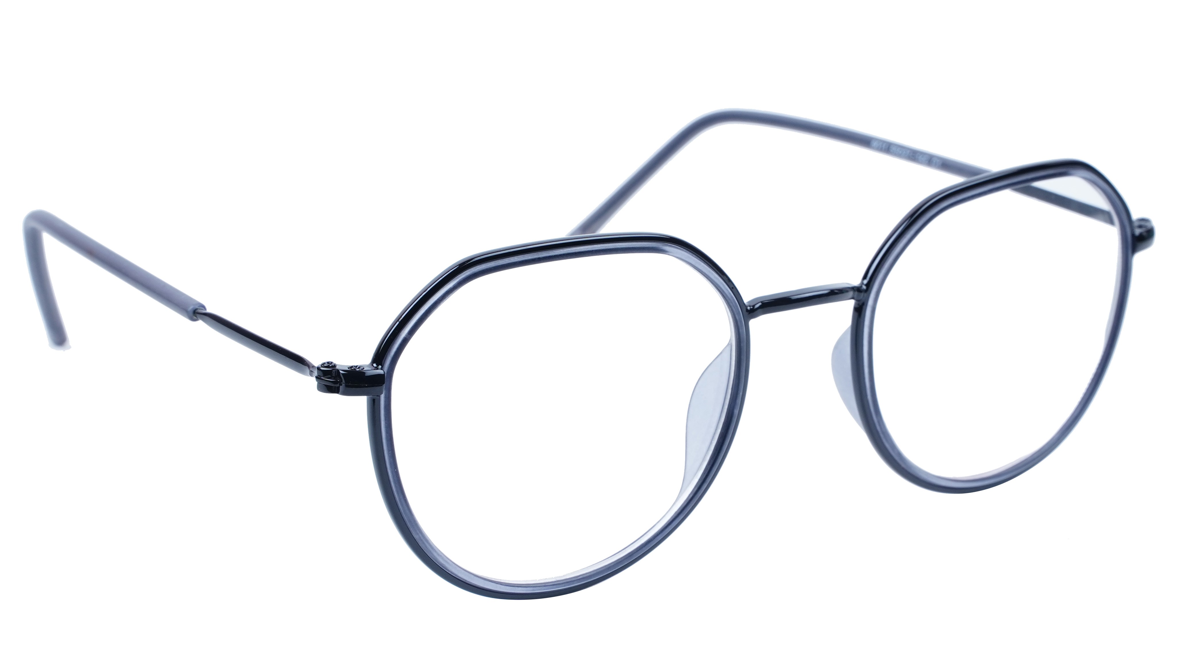 Unisex Large Pentagon Spectacle Frame. Black Color Composite Frame