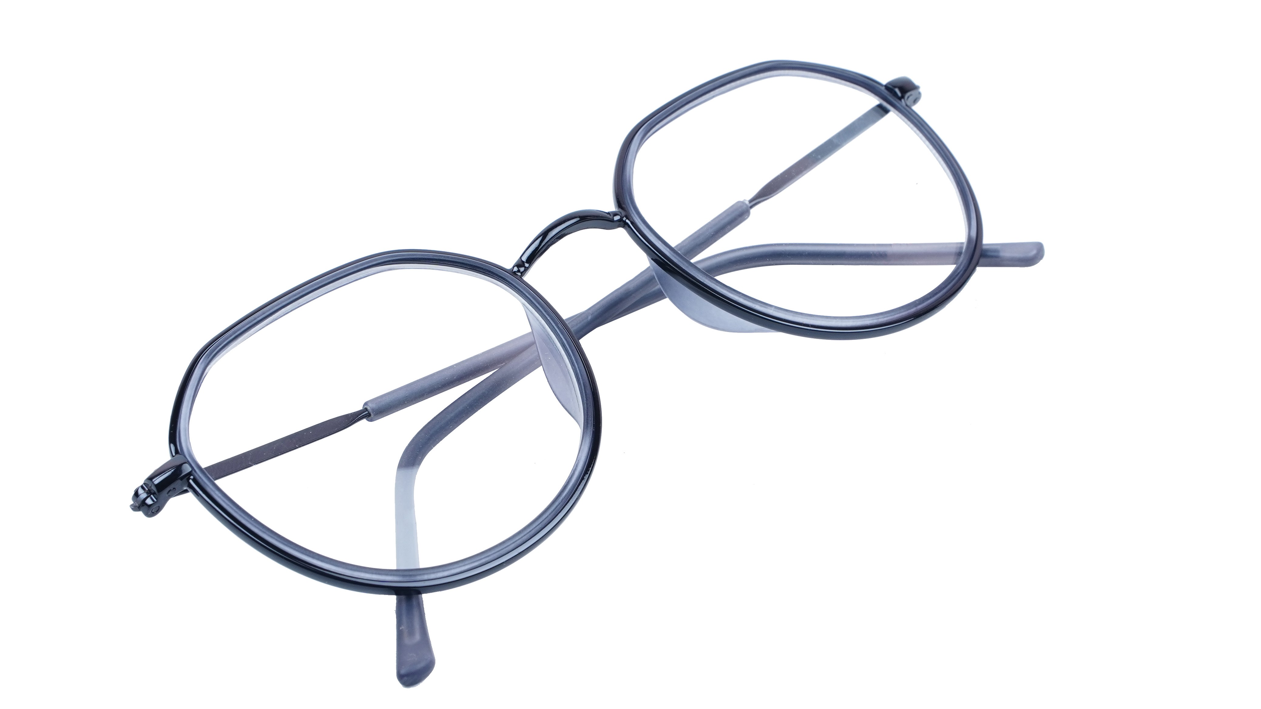 Unisex Large Pentagon Spectacle Frame. Black Color Composite Frame