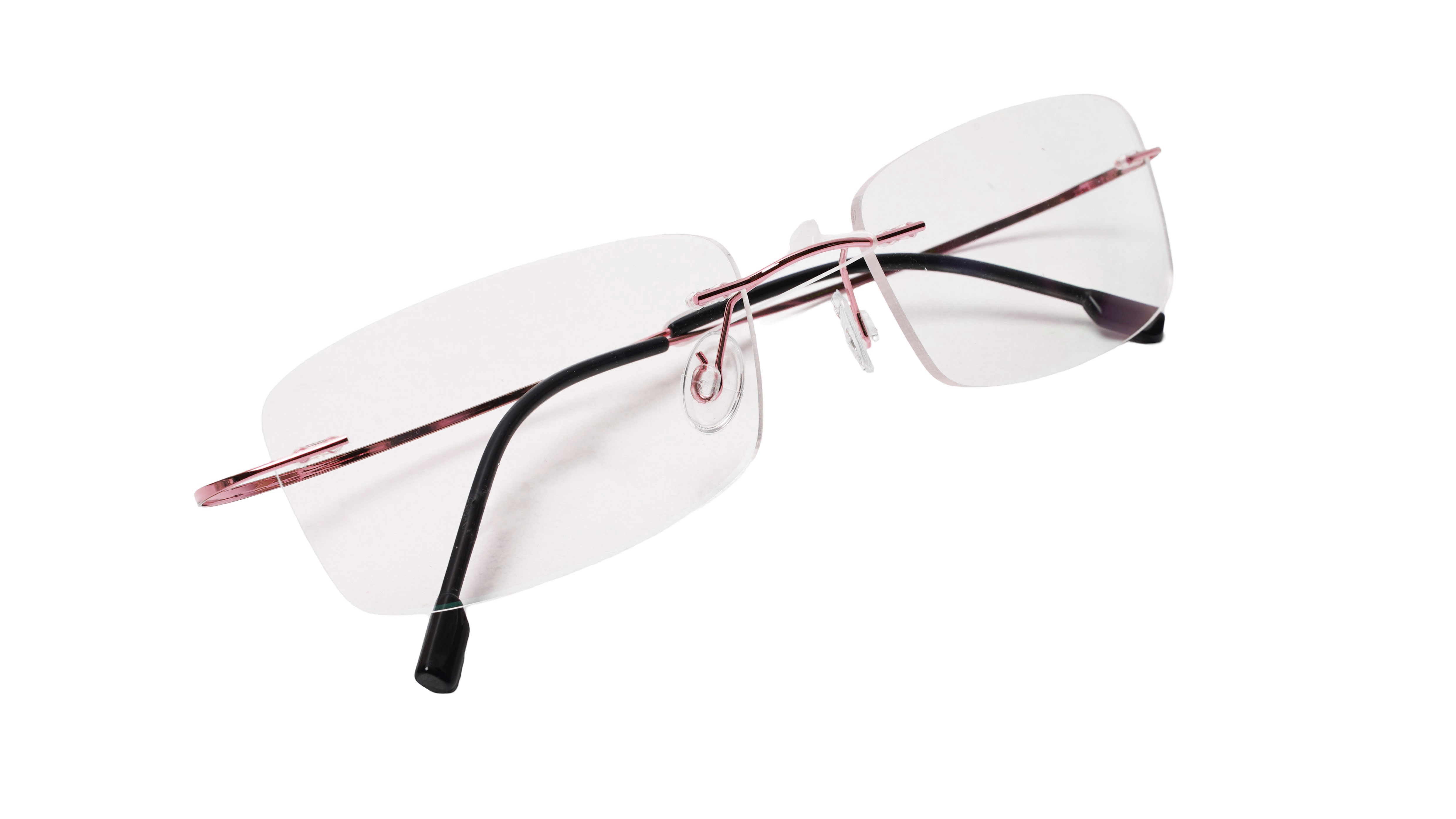 Soigné Female Rectangular Rimless Flexible Spectacle Frame-Pink-Medium