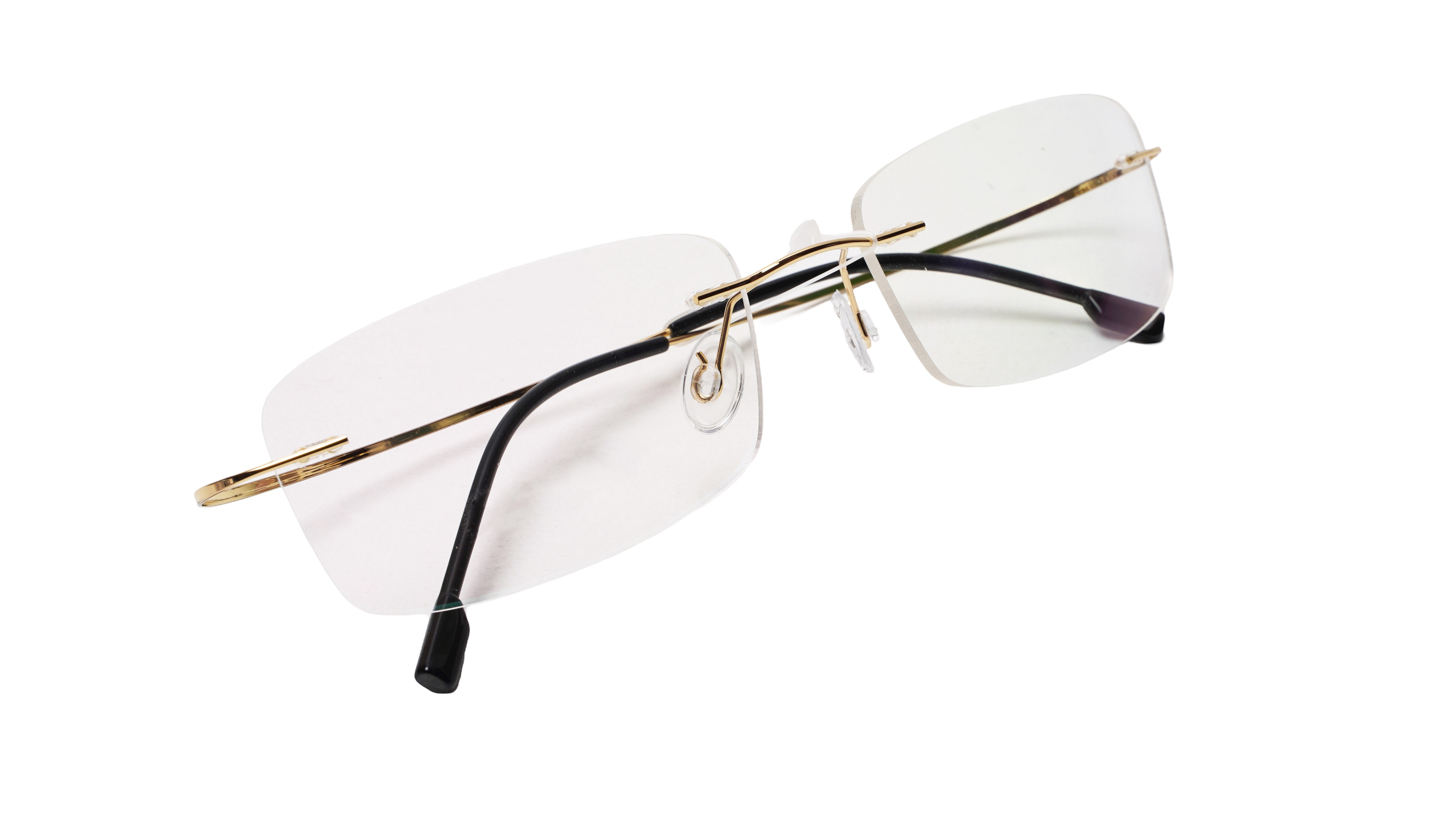 Soigné Unisex Rectangular Rimless Flexible Spectacle Frame-Golden-Medium