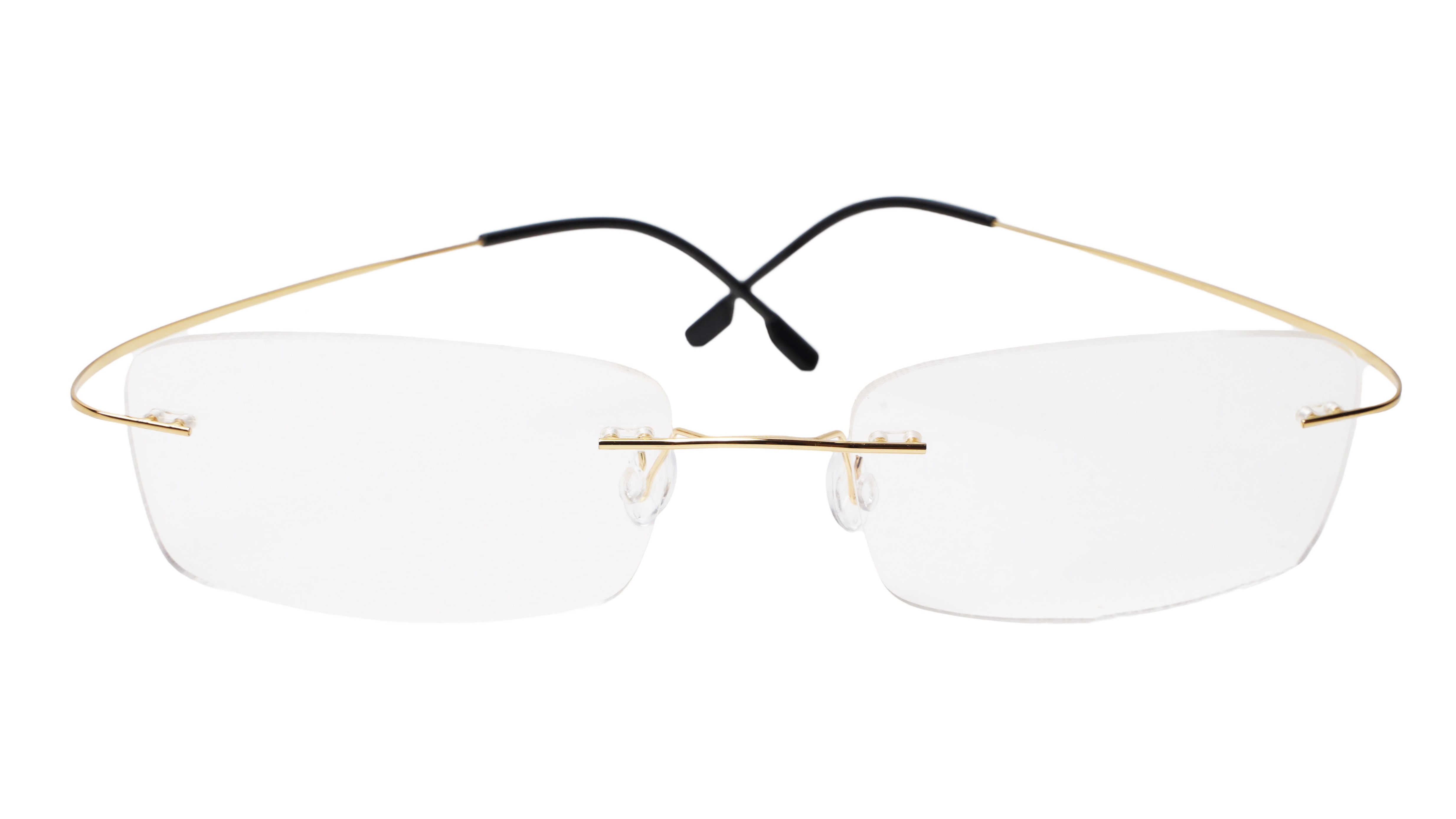 Soigné Unisex Rectangular Rimless Flexible Spectacle Frame-Golden-Medium