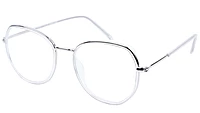 Unisex Large Pentagon Spectacle Frame. Silver Composite Frame