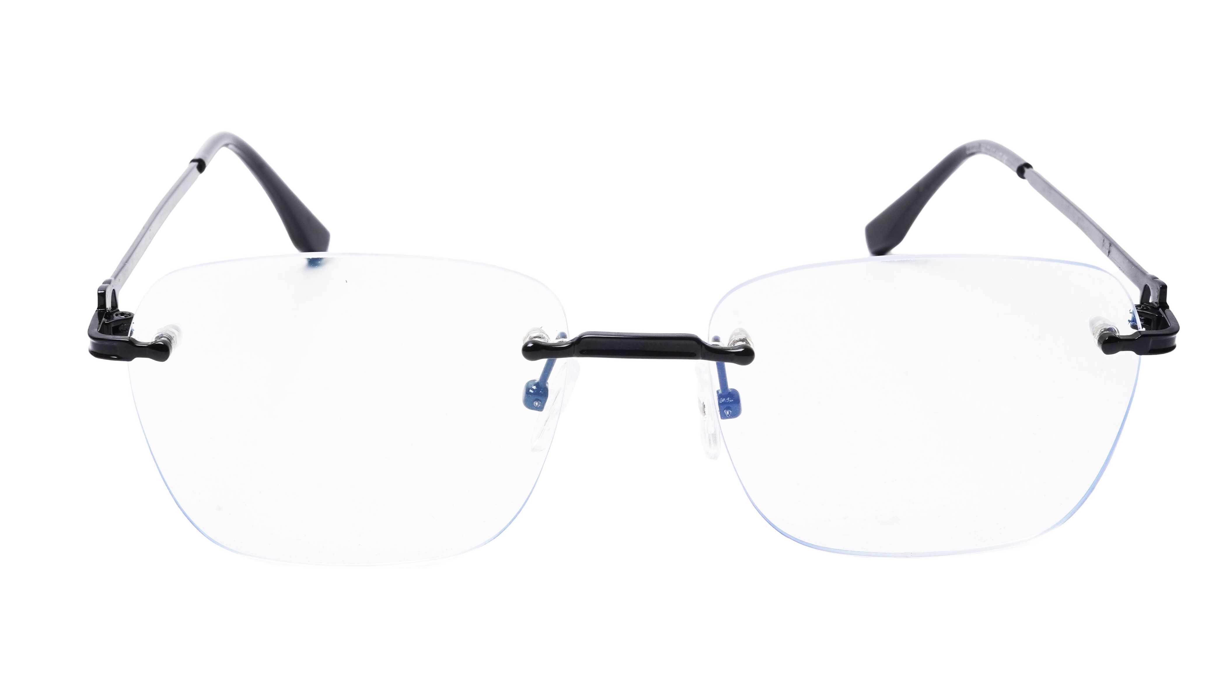 Soigné Unisex Large Square Rimless Spectacle Frame.Black