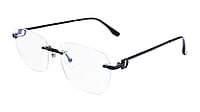 Soigné Unisex Large Square Rimless Spectacle Frame.Black Soigné Unisex Large Square Rimless Spectacle Frame.Black