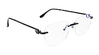 Soigné Unisex Large Square Rimless Spectacle Frame.Black Soigné Unisex Large Square Rimless Spectacle Frame.Black