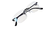 Soigné Unisex Large Square Rimless Spectacle Frame.Black Soigné Unisex Large Square Rimless Spectacle Frame.Black