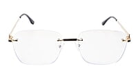 Soigné Unisex Large Square Rimless Spectacle Frame.Gold&Black Soigné Unisex Large Square Rimless Spectacle Frame.Gold&Black
