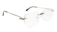 Soigné Unisex Large Square Rimless Spectacle Frame.Gold&Black Soigné Unisex Large Square Rimless Spectacle Frame.Gold&Black