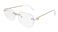 Soigné Unisex Large Square Rimless Spectacle Frame.Gold&White