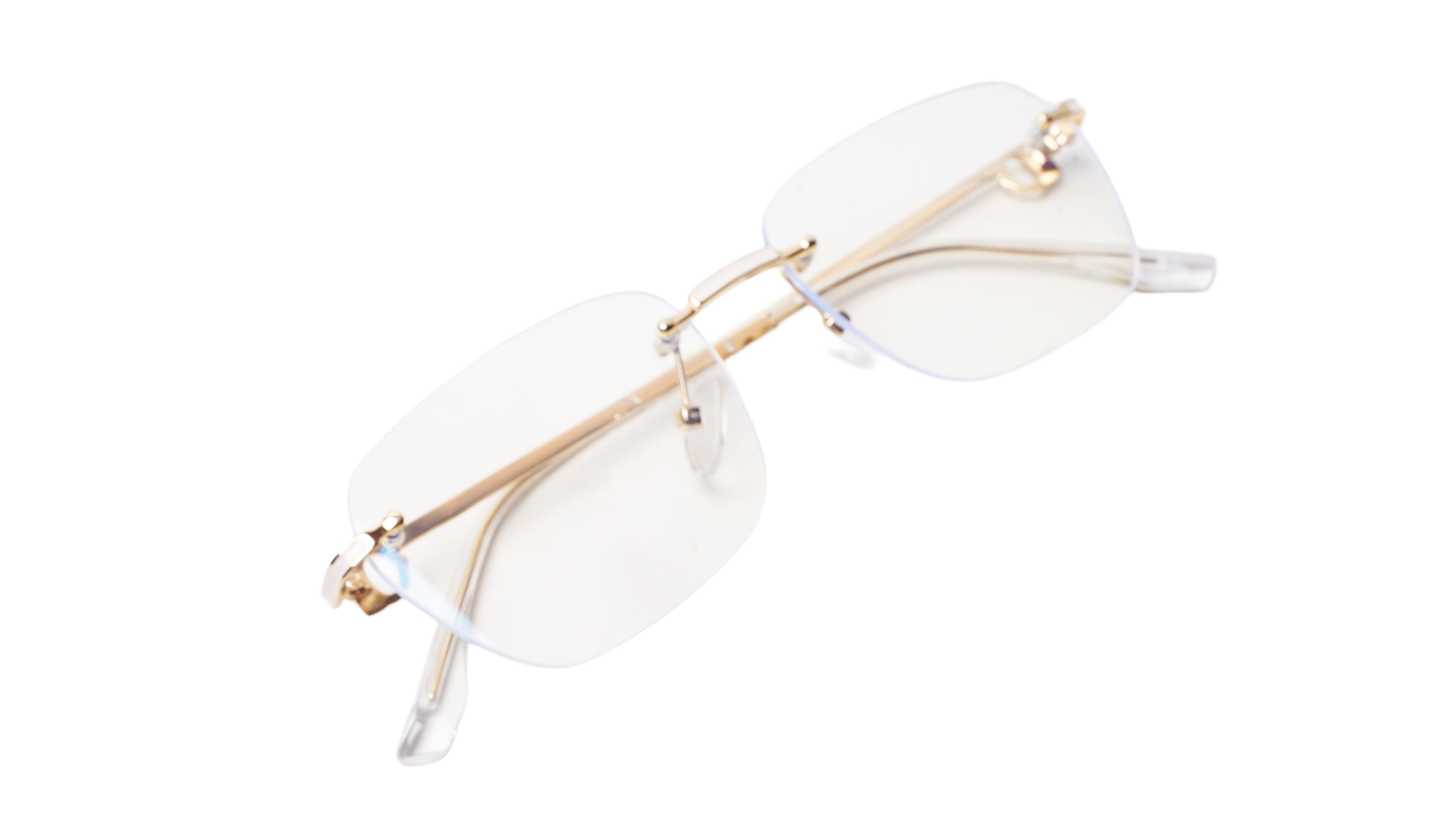 Soigné Unisex Large Square Rimless Spectacle Frame.Gold&White