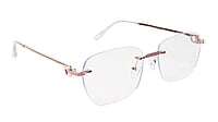 Soigné Female Large Square Rimless Spectacle Frame.Gold&Pink Soigné Female Large Square Rimless Spectacle Frame.Gold&Pink