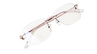 Soigné Female Large Square Rimless Spectacle Frame.Gold&Pink Soigné Female Large Square Rimless Spectacle Frame.Gold&Pink