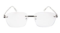Soigné Unisex Large Square Rimless Spectacle Frame.Silver&Black Soigné Unisex Large Square Rimless Spectacle Frame.Silver&Black