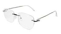 Soigné Unisex Large Square Rimless Spectacle Frame.Silver&Black Soigné Unisex Large Square Rimless Spectacle Frame.Silver&Black